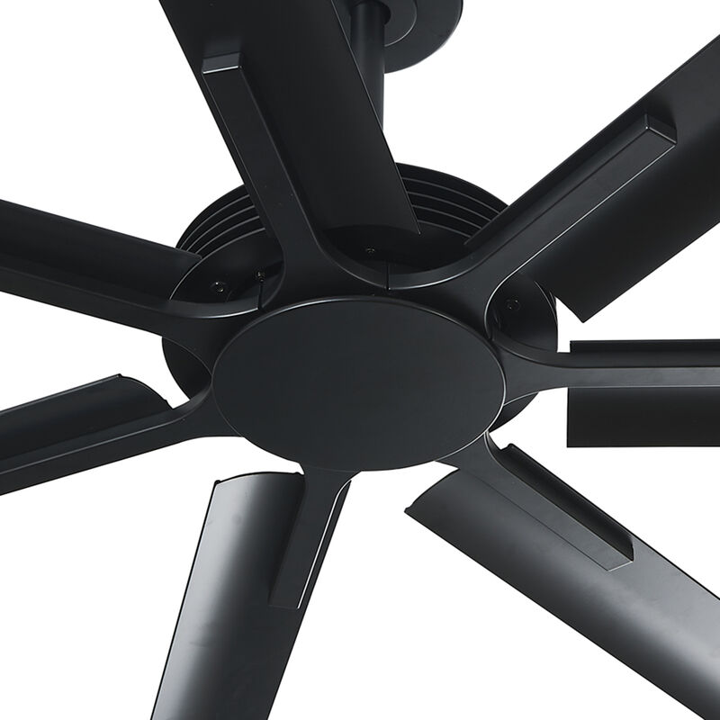 120" Industrial Matte Black Reversible 7 Aluminum Blades Extra Large Ceiling Fan with Remote for Warehouse, garage, or Factory image number 8
