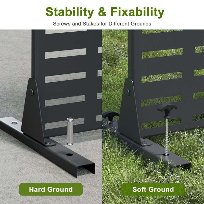 Arched Metal Outdoor Privacy Screen, Freestanding Outdoor Divider Decorative Privacy Fence