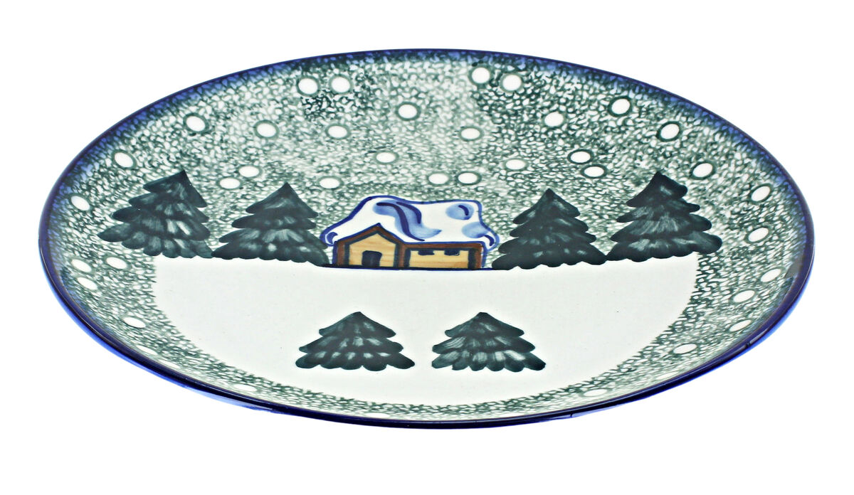 Blue Rose Polish Pottery Cherry Red Bouquet Dinner Plate