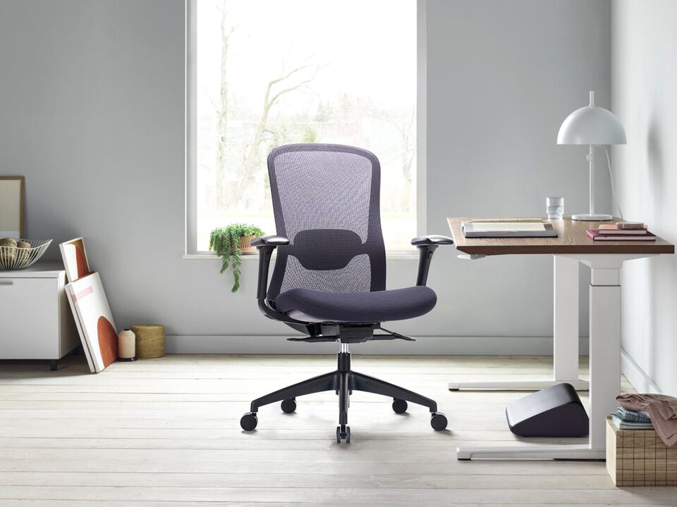KIRIN Ergonomic Mid-Back Mesh Office Chair, Executive Computer Desk Chair with Adjustable 4D Armrests, Slide Seat, Tilt Lock and Lumbar Support