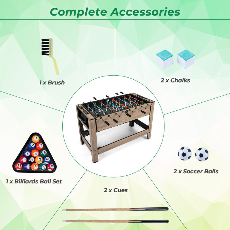 Multi Game 2 in 1 Swivel Table for Teens Adults, Home Game Room Table-Brown image number 5