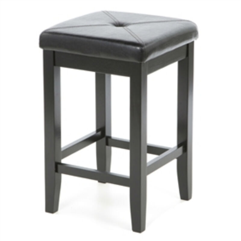 Set of 2 Backless Barstools – Faux Leather Seat for Counter or Breakfast Bar