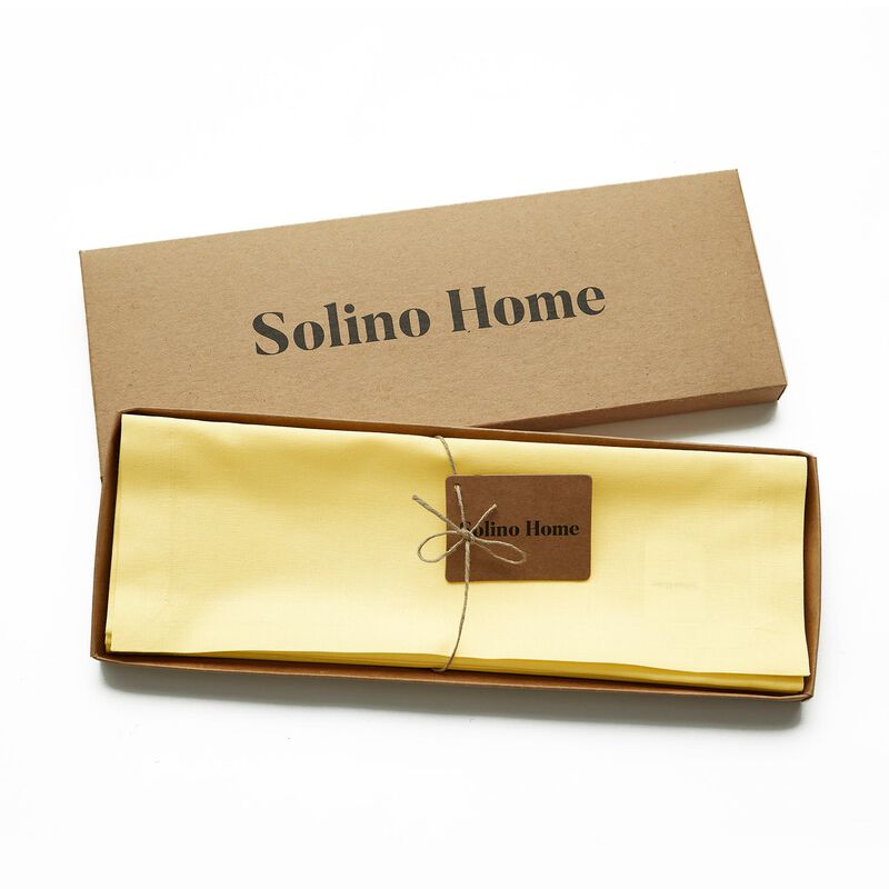 Solino Home Cotton Linen Placemats 14 x 19 Inch Set of 4 - Dru - Cotton Linen Plain