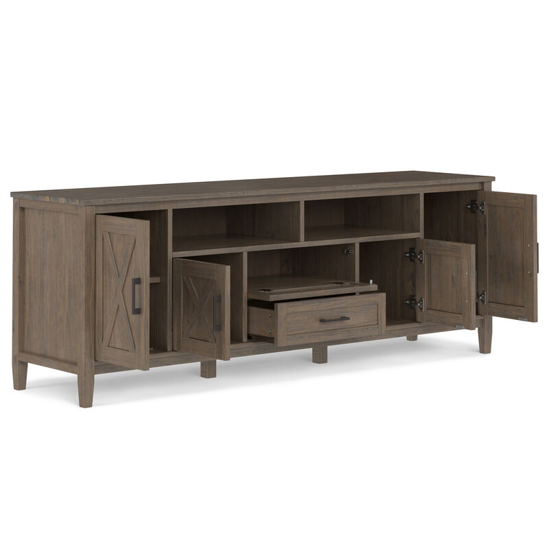 Ela SOLID WOOD 72 inch Wide Transitional TV Media Stand in Smoky Brown For TVs up to 80 inches