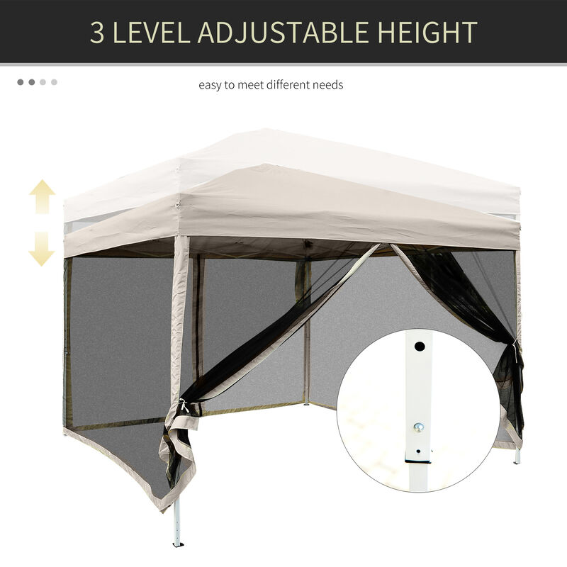 Outsunny 210D Oxford 10' x 10' Pop Up Canopy Tent with Netting, Instant Screen Room House, Tents for Parties, Height Adjustable, with Carry Bag, for Outdoor, Garden, Patio
