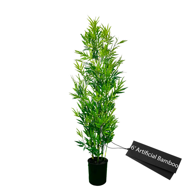 6' Realistic Artificial Bamboo Plant In Home Basics Starter Pot for Home Décor or Office