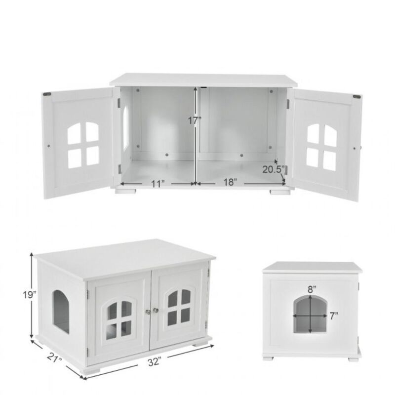 White Modern Large Ventilated Private Divider Cat Litter Box