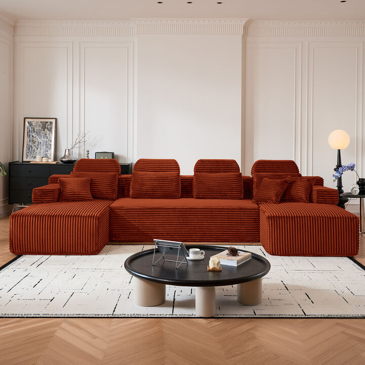 Tert U Shaped Corduroy Sectional Sofa