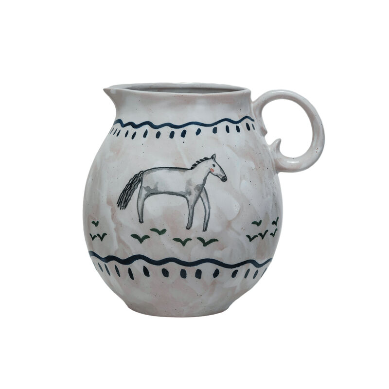 Horse Stoneware Pitcher, Multicolor image number 0