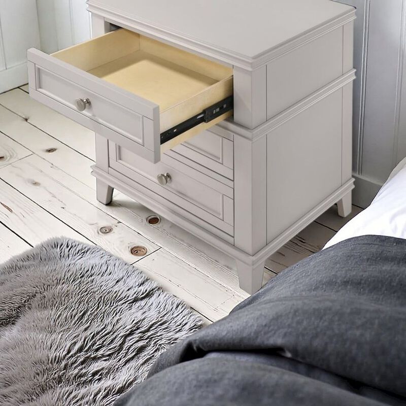 Gray Nightstand with Drawers, 3 Tier Wood Organizer and USB Port image number 1