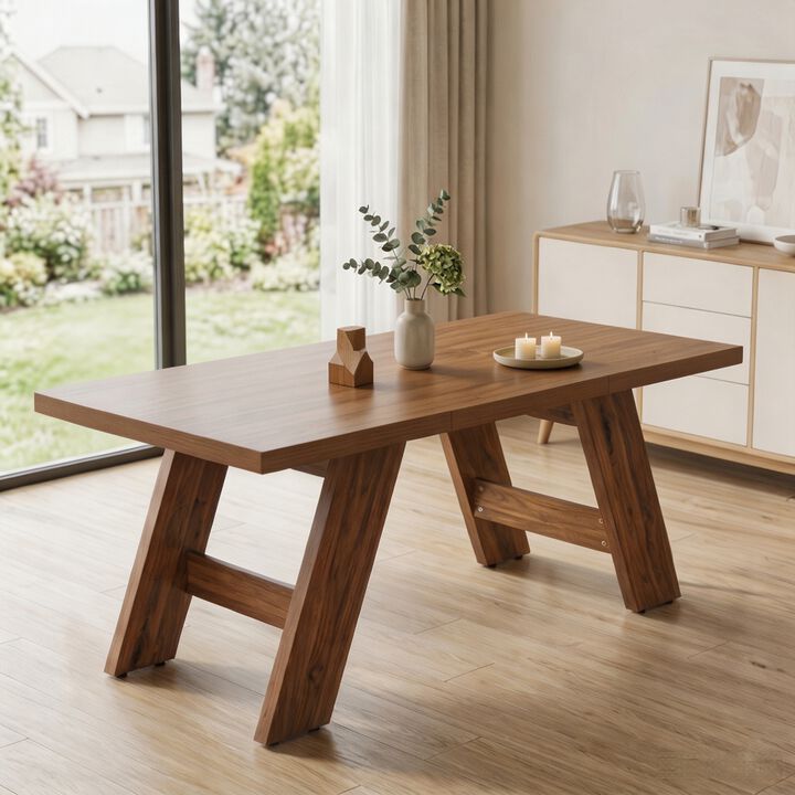 Whisen Dining Table with V-Leg, MDF Space-Saving for Home Kitchen