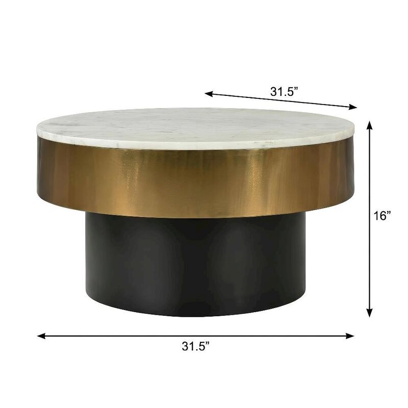 Starlight Canyon Home White Marble Top Coffee Table with Iron Base and Art Deco Design image number 1