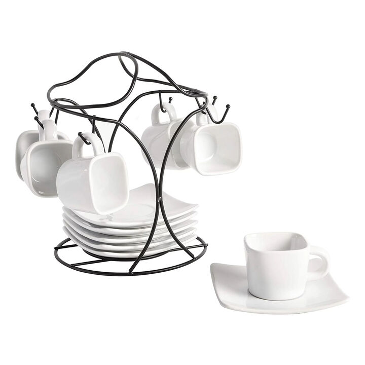 Gibson Elite Gracious Dining 12 Piece 3.25 Ounce Ceramic Espresso Cup and Saucer Set in White