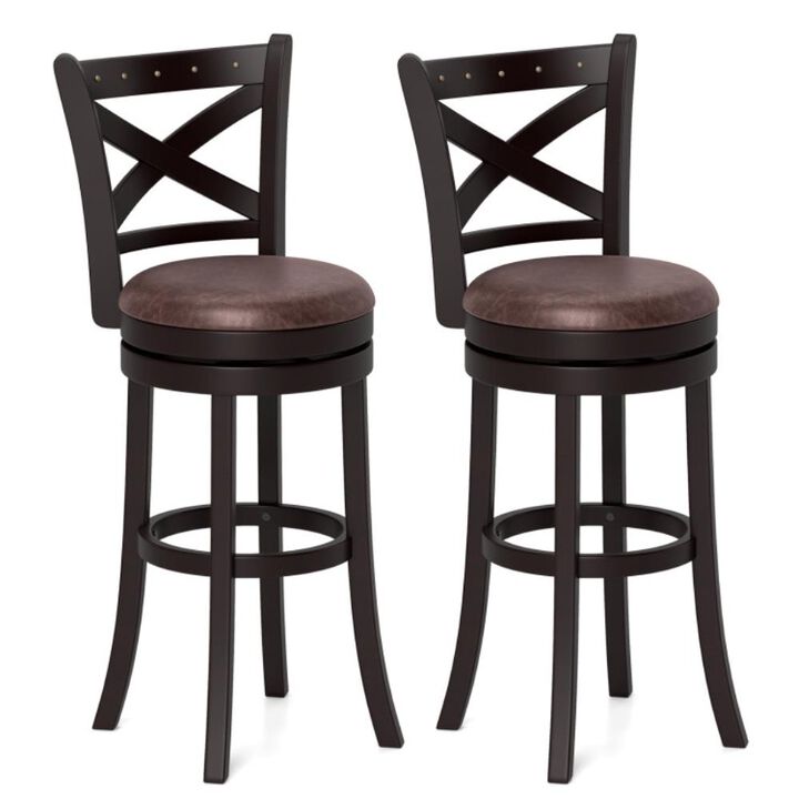 Hivvago Swivel Bar Stools Set of 2 Bar Chairs with Padded Seat