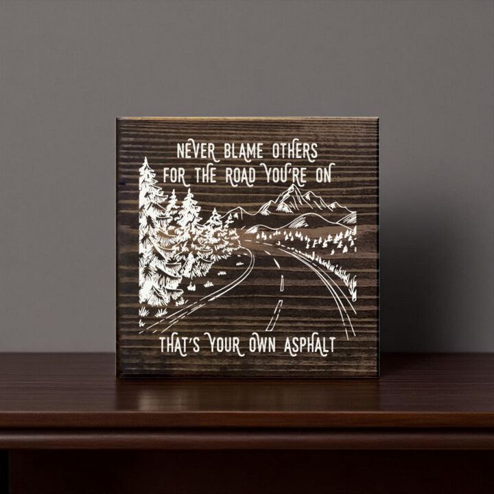 Inspirational Wooden Wall Art Sign Rustic Home Decor Motivational Quote Plaque Never Blame Others