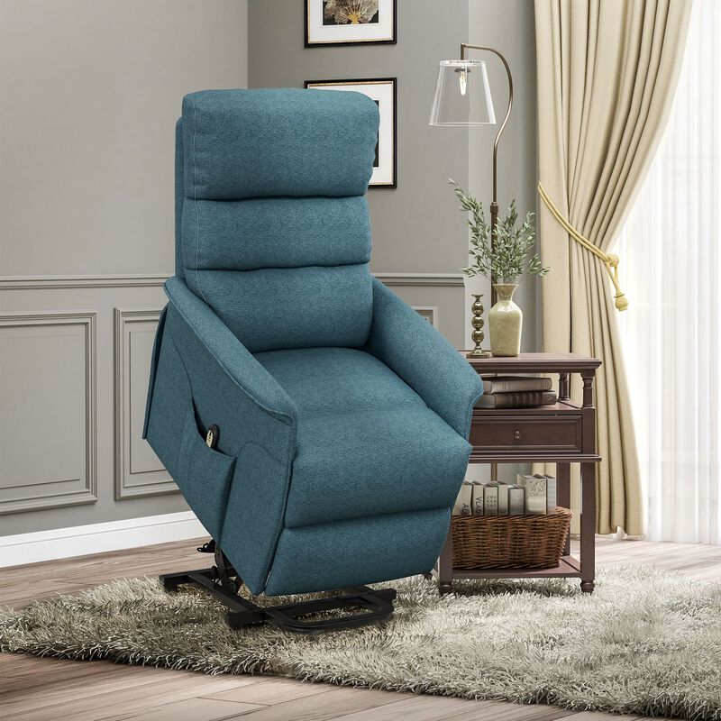 Power Lift Chair for Cozy Seekers, Electric Lift Recliner Chair with Remote Control, Side Pockets for Living Room, Blue