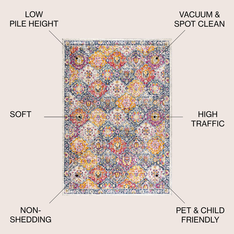 Modern Persian Boho Vintage Trellis Area Rug