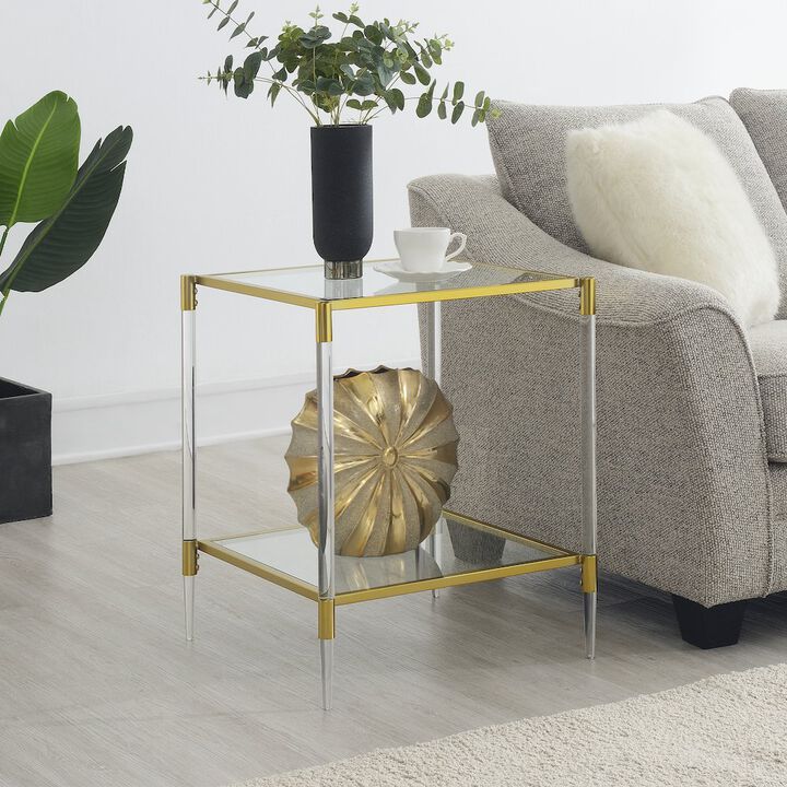 Convenience Concepts Royal Crest 2 Tier Acrylic Glass Square End Table