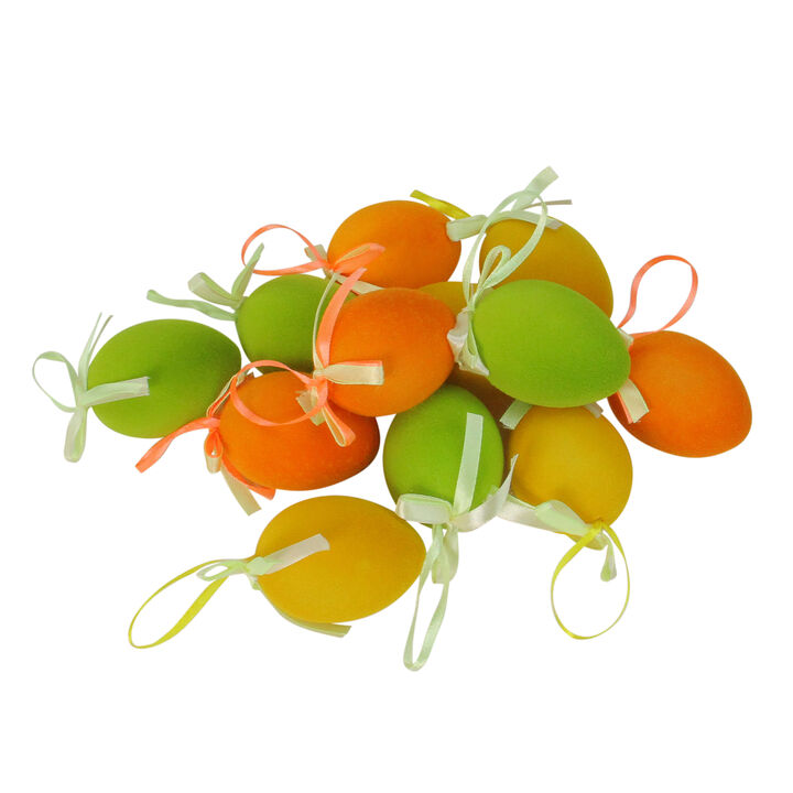 Club Pack of 12 Orange and Green Spring Easter Egg Ornaments 2.5"
