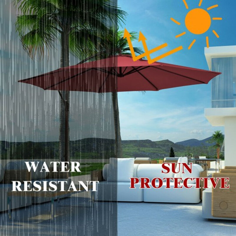 10 Feet Patio Offset Hanging Umbrella with Easy Tilt Adjustment