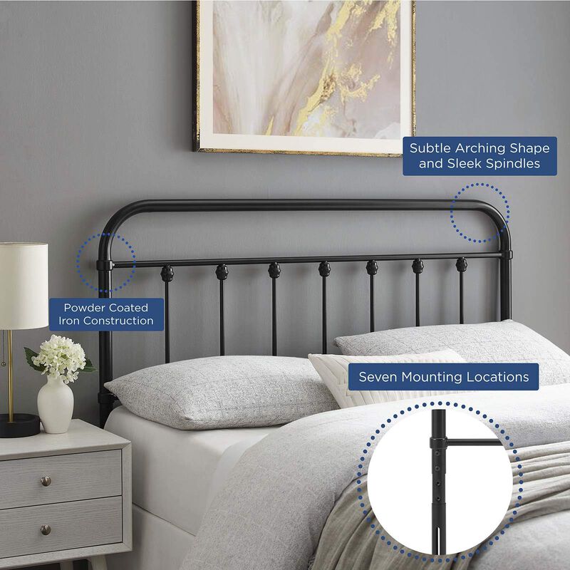 Modway MOD-6155-BLK Sage King Metal Headboard, Black image number 5