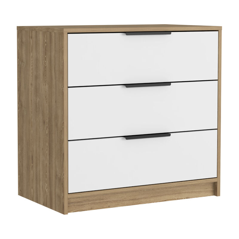 DEPOT E-SHOP Egeo 3 Drawers Dresser, Superior Top, White