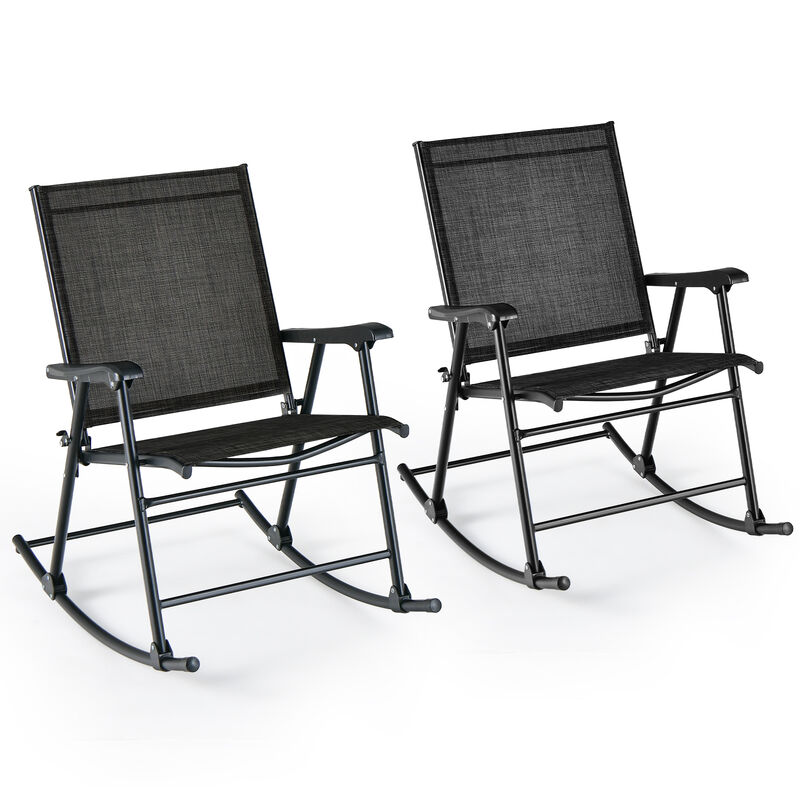 Folding Rocking Chair with Breathable Seat Fabric Set of 2