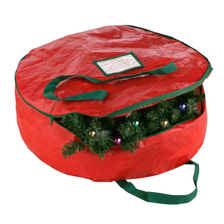 Elf Stor  1013 Premium Red Holiday Christmas Wreath Storage Bag for 24 in. Wreaths