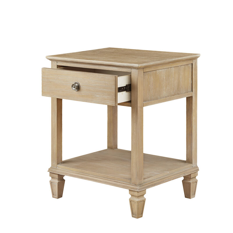 Gracie Mills Bolton Bedside Table with Drawer and Storage Shelf