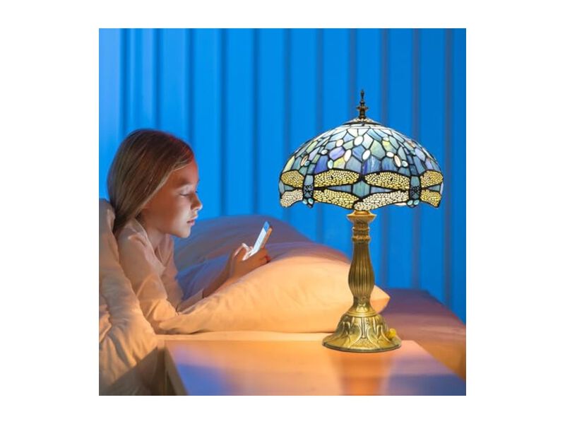 Tiffany Style Stained Glass Dragonfly Table Lamp For Living Room Bedroom Desk image number 2