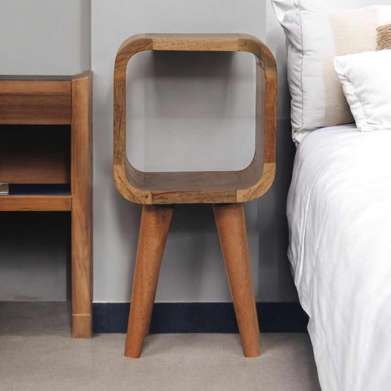 Extra Mini Minimalist Open Curved Oak-ish Bedside