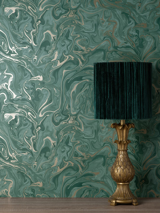 Suave Dark Green Marble Wallpaper