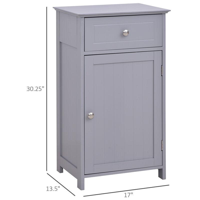 Grey Bathroom Organizer: Cabinet with Drawer and Shelf for Toiletries