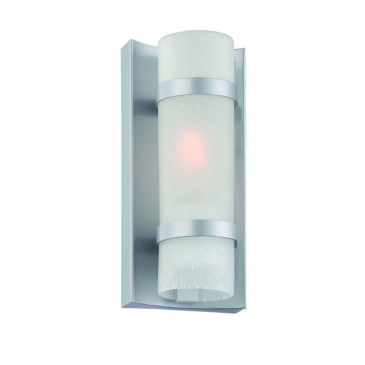 Homezia Brushed Silver and White Glass Wall Sconce