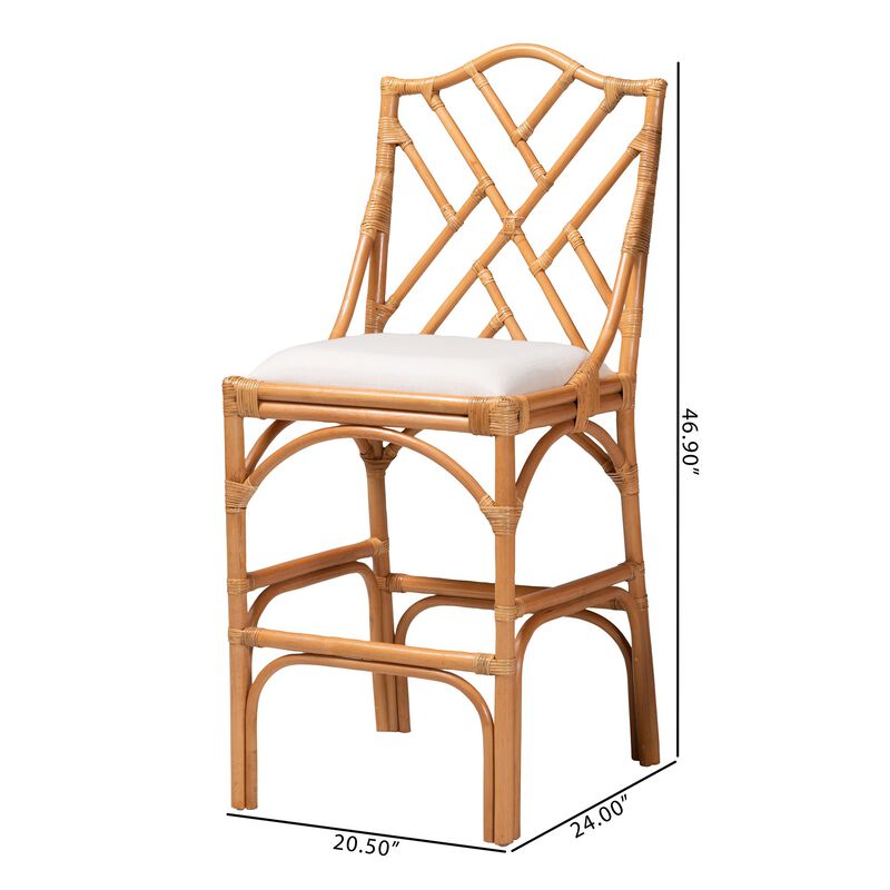 bali & pari Cedric Natural Rattan Bar Stool with Cushioned Seat image number 8