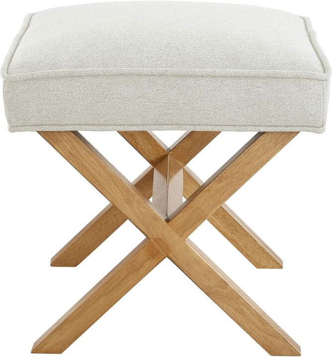ShipItFurniture Small Ivory Upholstered Ottoman Footrest with X-frame