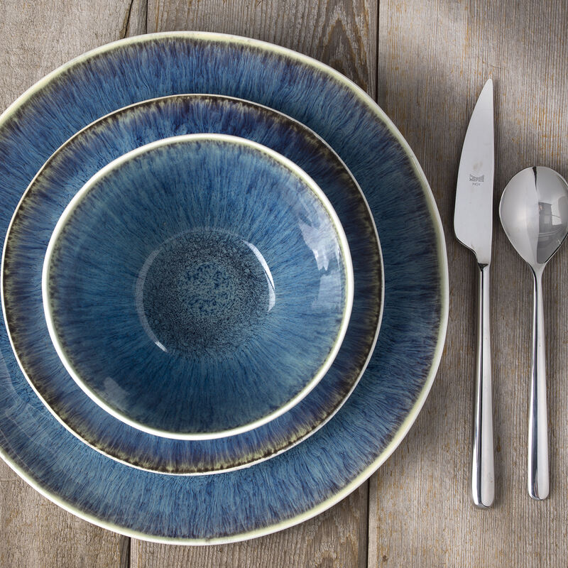 ClayBarn Nicole 12-Piece Stoneware Reactive Glaze Blue Dinnerware Set, Service for 4