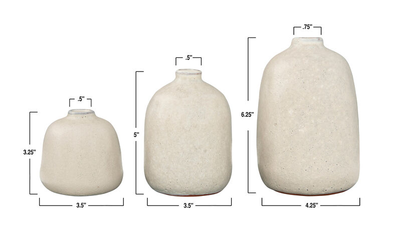 Various Decorative Terracotta Vases with Pitted Sand Finish, Light Grey, Set of 3 image number 1