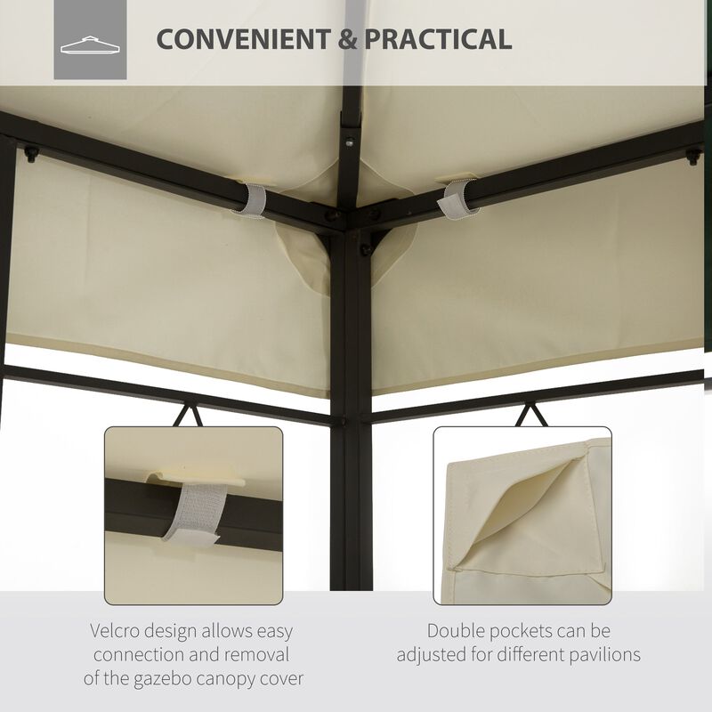Cream Outdoor Cover: 13x10 ft 2-Tier Gazebo Replacement Canopy
