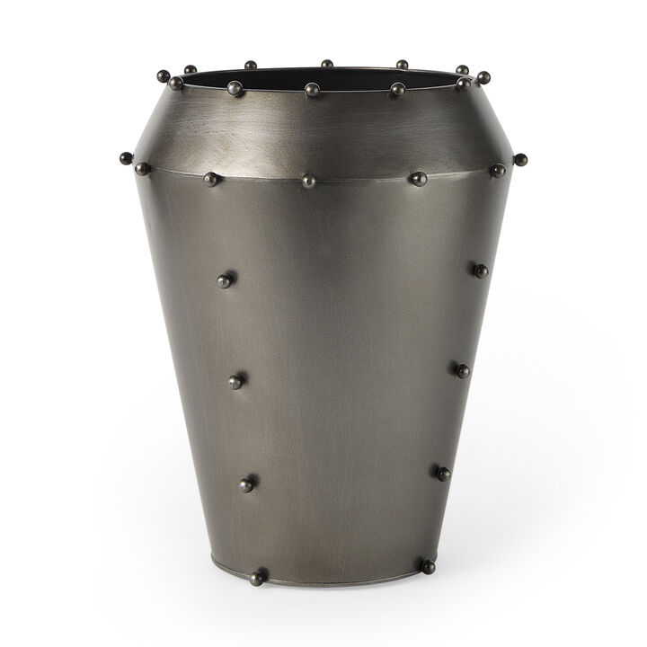 HomeRoots 12" Gray Metal Table Vase