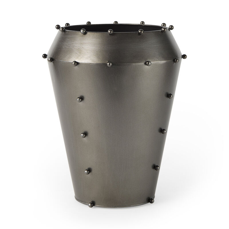 HomeRoots 12" Gray Metal Table Vase image number 0