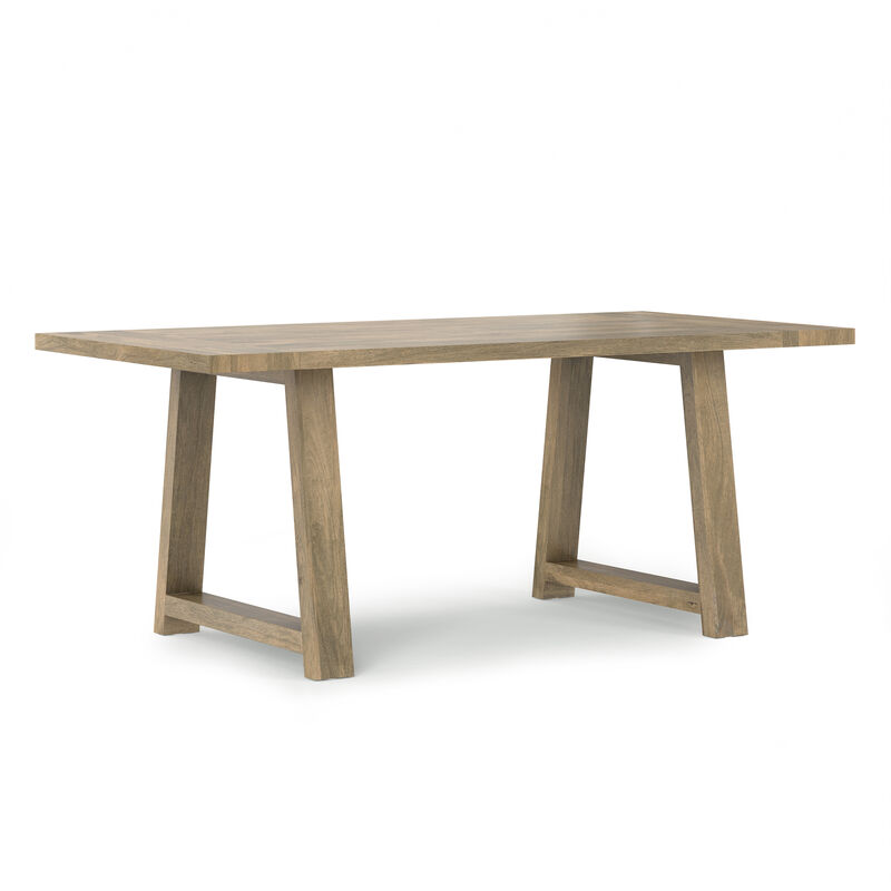 Whitley 72 inch Wide Solid Mango Farmhouse Dining Table in Grey Wash