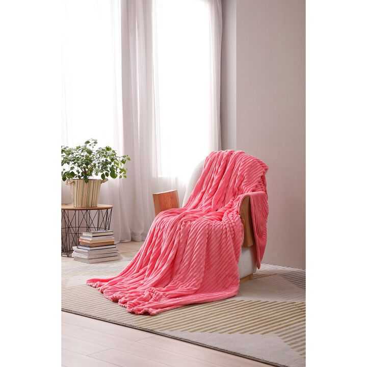 L'baiet Modern Indoor Ribbed Queen Rectangle Blanket 90"x90" 100% Polyester