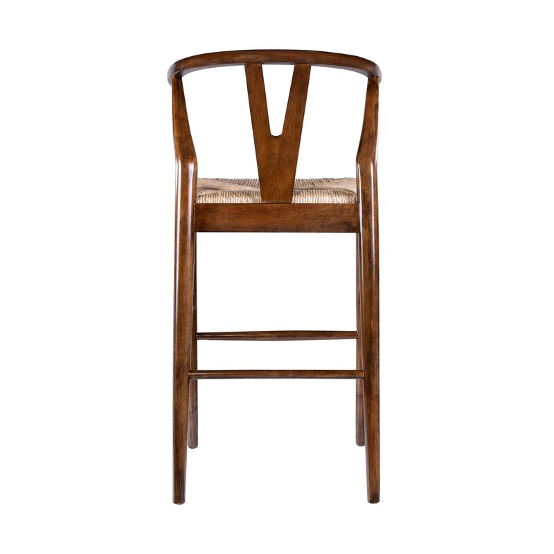 Cera Barstool Chair Set of 2, Handwoven Rope Seat, Cappuccino Brown - Benzara image number 3