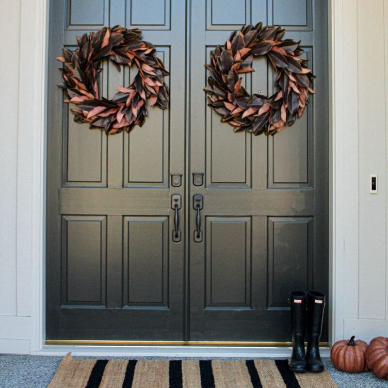 30" Faux Brown Magnolia Leaf Wreath image number 1