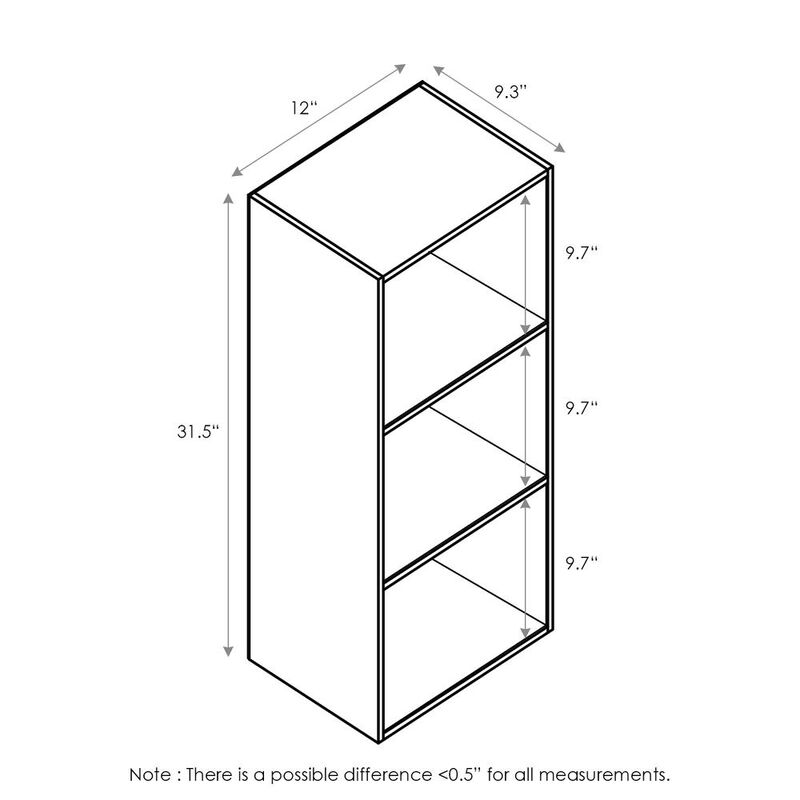 Furinno Luder 3-Tier Open Shelf Bookcase, White