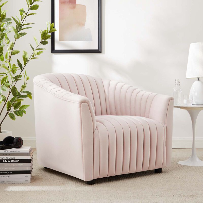 Announce Performance Velvet Channel Tufted Armchair image number 1