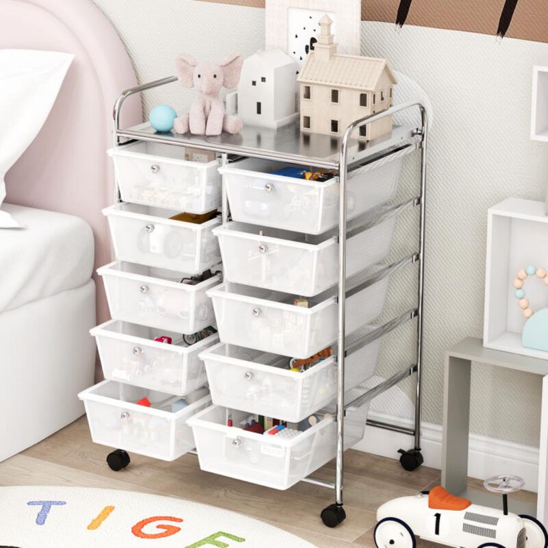 Hivvago 10-Drawer Rolling Storage Cart