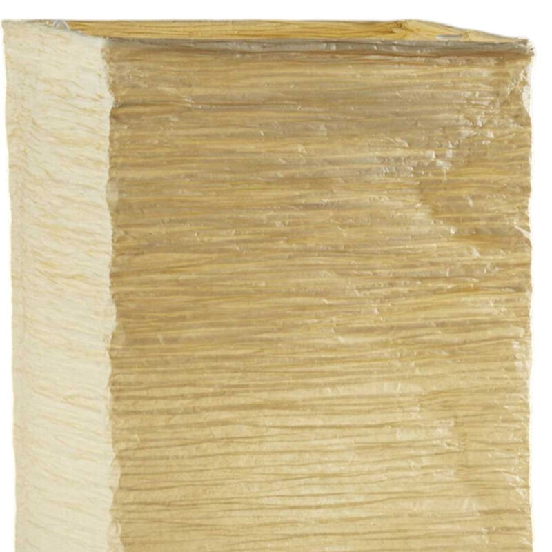 HomeRoots 25" Natural Solid Wood And Silver Metal Table Lamp Beige Paper Shade image number 2
