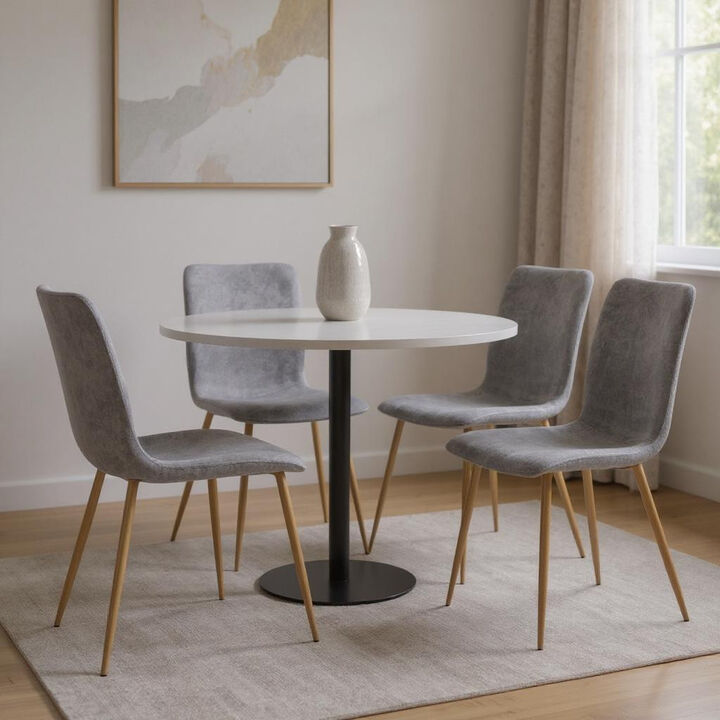 HomeRoots Set of Four Dark Gray and Gold Fabric Dining Side Chairs